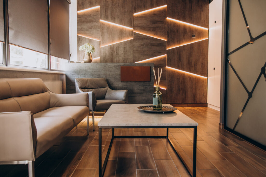 empty flat interrior with elements of decoration